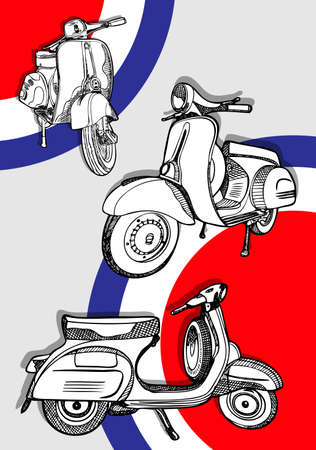 legendary classic motorbikes and countless memoriesのイラスト素材