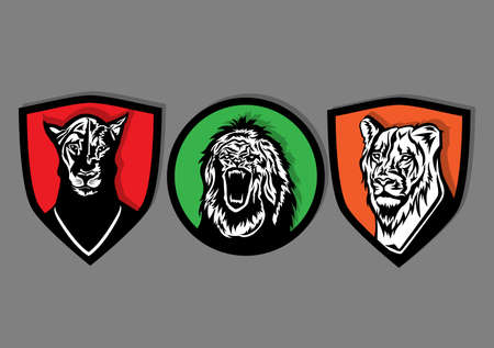 three lion head badges for youのイラスト素材