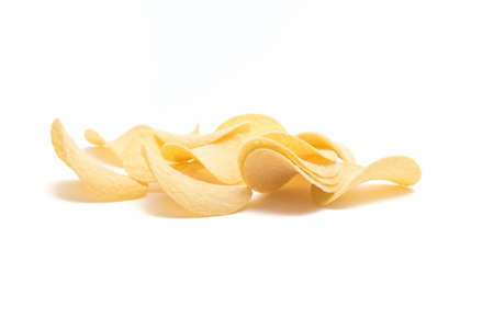 Corrugated potato chips isolated on white background  for any purposeの写真素材