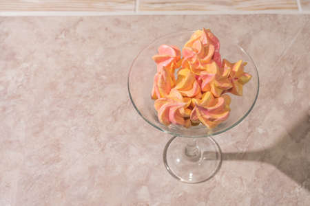 Merengue  in glass vases on the floorの写真素材