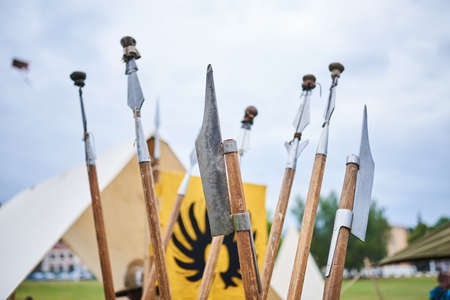 The spears of the barbarians on the shelf  for any purposeの写真素材