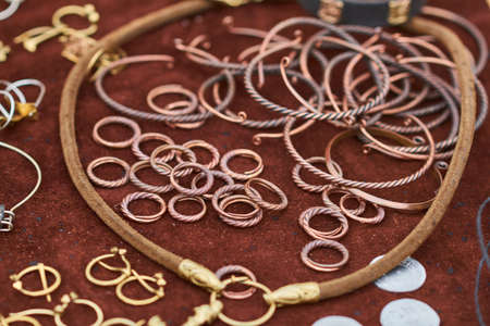 Medieval copper jewelry handmade for any purposeの写真素材
