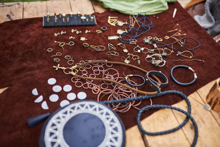 Medieval jewelry made of different materials for any purposeの写真素材