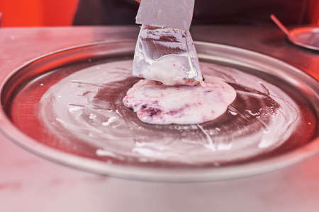 The cooking process fried Thai ice cream on the street. For any purpose.の写真素材