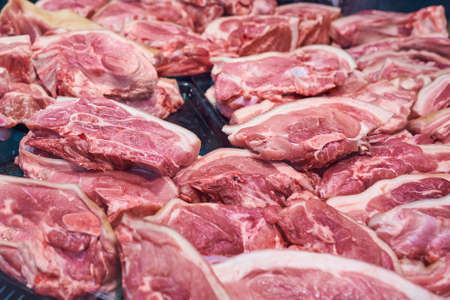Pork on display in the store For any purpose
