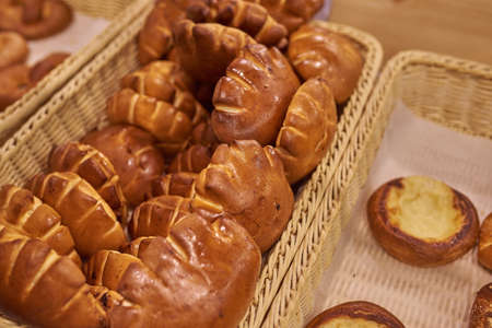 Rolls with nuts in the supermarket. For all purposes