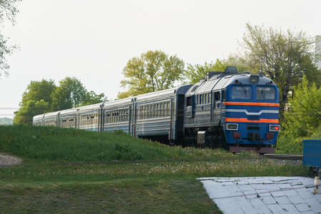 Passenger diesel train on the railway for any purpose