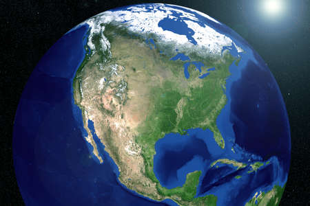 North America from space with the ocean. Elements of this image were furnished by NASA