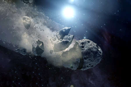 An asteroid in open space.