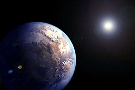 Rocky exoplanet in deep space.