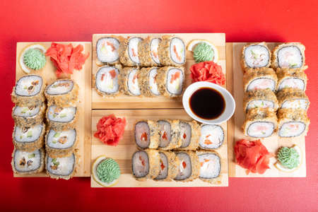 Several sets of baked rolls in the configuration, with various fillings. For any purpose.の写真素材