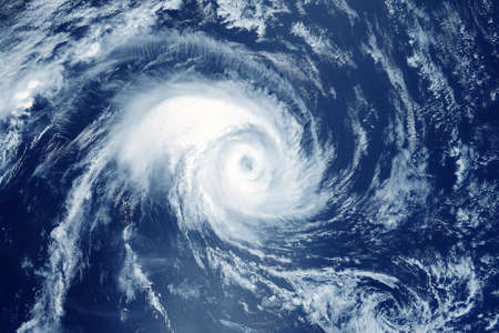 Hurricane from space. The atmospheric cyclone.の写真素材