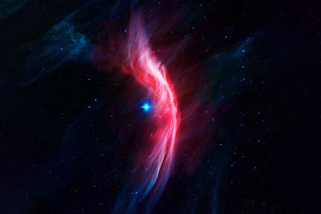 Cosmic nebula in deep space, bright red
