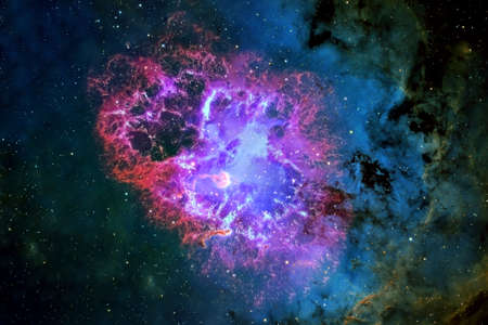 Beautiful space, in different colors, with nebulae and stars.For any purpose.の写真素材