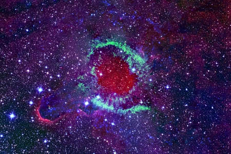 Beautiful space, in different colors, with nebulae and stars. For any purpose.の写真素材