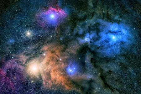 Beautiful space, colored, with stars and nebulae.