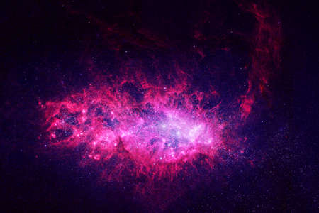 A beautiful pink galaxy in deep space.