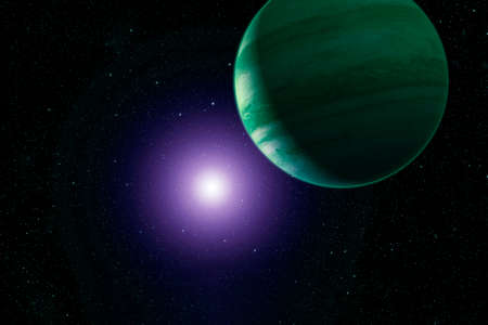 Exoplanet with the atmosphere.