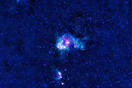 Beautiful blue space with stars and nebulae.の写真素材