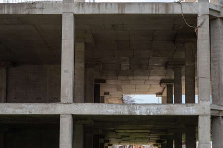 Reinforced concrete structures of a house under construction. High quality photo