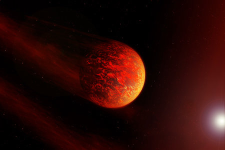 Red planet on a black background. Elements of this image were furnished by  High quality photoの写真素材