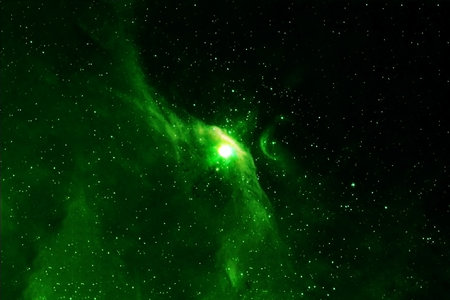 A beautiful, bright green nebula.の写真素材