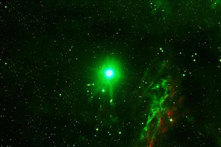 A beautiful, bright green nebula.
