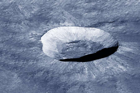Large crater from a meteorite on the moon.