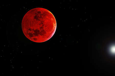 Bloody moon, on a dark background. Elements of this image were furnished by NASA.の写真素材