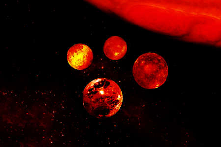 Jupiter with satellites. Elements of this image were furnished by NASA.
