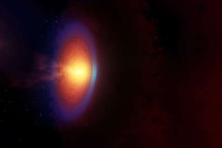 Red galaxy in deep space.