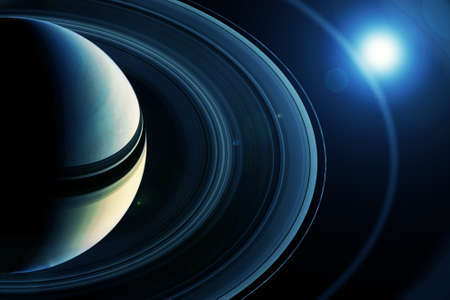 Planet Saturn, with rings.の写真素材