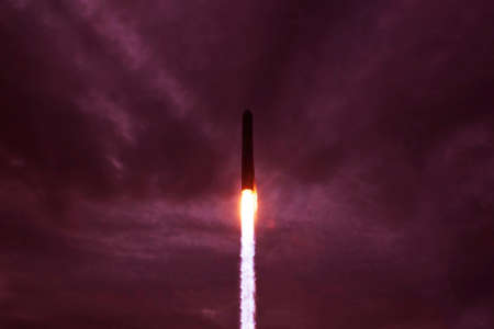Launch of a ballistic missile.の写真素材