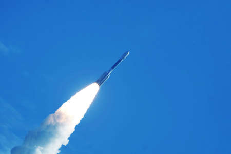 Launch of a space rocket into space.の写真素材