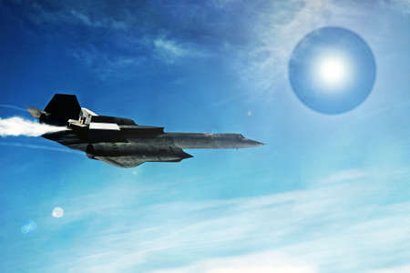 High orbit aircraft in the clouds.