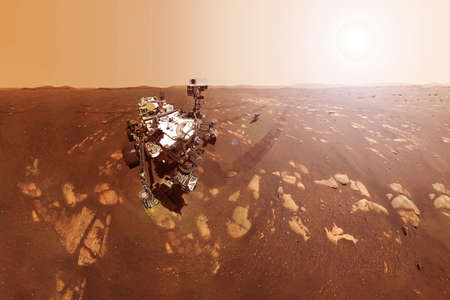 Mars rover on the surface of the planet Mars.