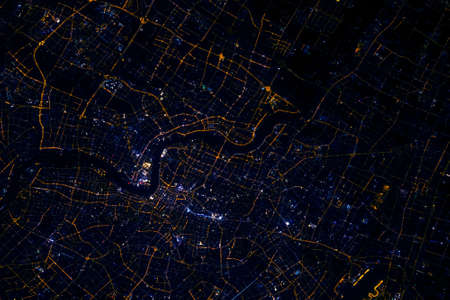 City from space at night.