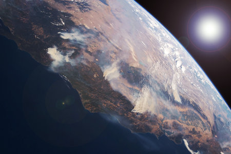 Flattering fires from space.の写真素材