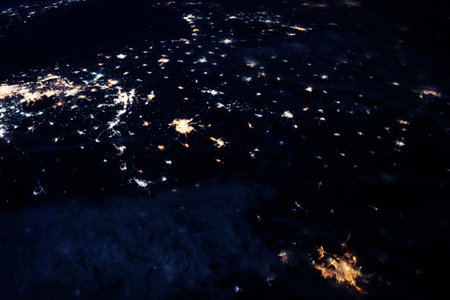 Earth from space at night.の写真素材