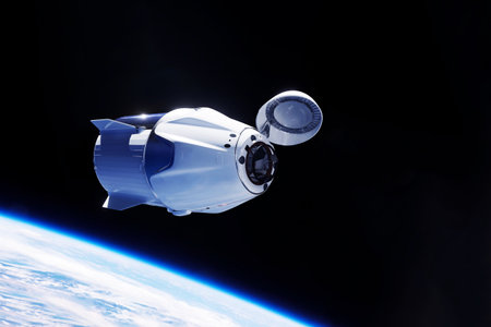 spaceship in space. Elements of this image . high quality photoの写真素材