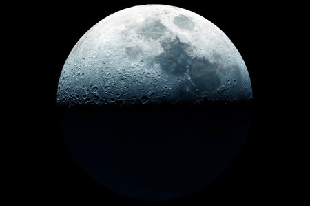 Beautiful moon on a dark background.の写真素材