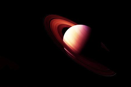 The planet Saturn on a dark background.   high quality photoの写真素材