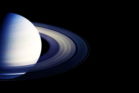 The planet Saturn on a dark background.  high quality photoの写真素材