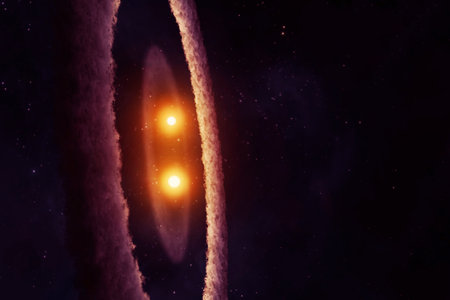 A double star in deep space. Elements of this image furnishing NASA. high quality photoの写真素材