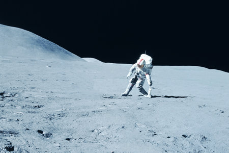 An astronaut explores the moon.の写真素材