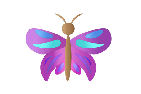 Butterfly on a white background, children's drawing. vector illustrationのイラスト素材