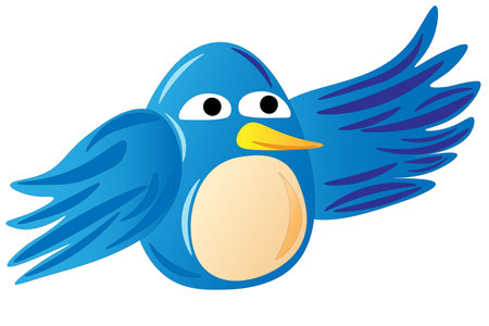 Blue bird on a white background, children's drawing. vector illustrationのイラスト素材