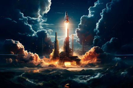 The launch of the spacecraft into space. Generative AI.