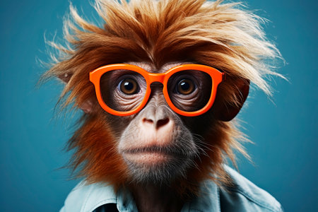 Funny monkey with glasses. Generative AIの素材
