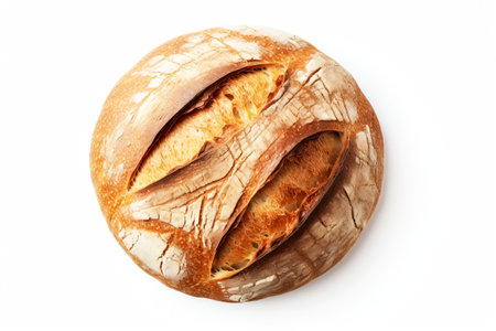 Fresh bread on a light background with a shadow. Generative AI. high quality illustrationの素材